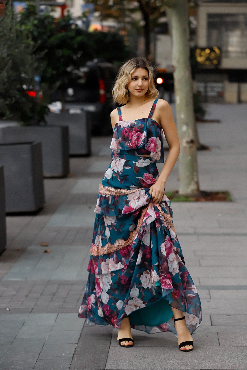 Floral Skirt Crop Top Two Piece Set