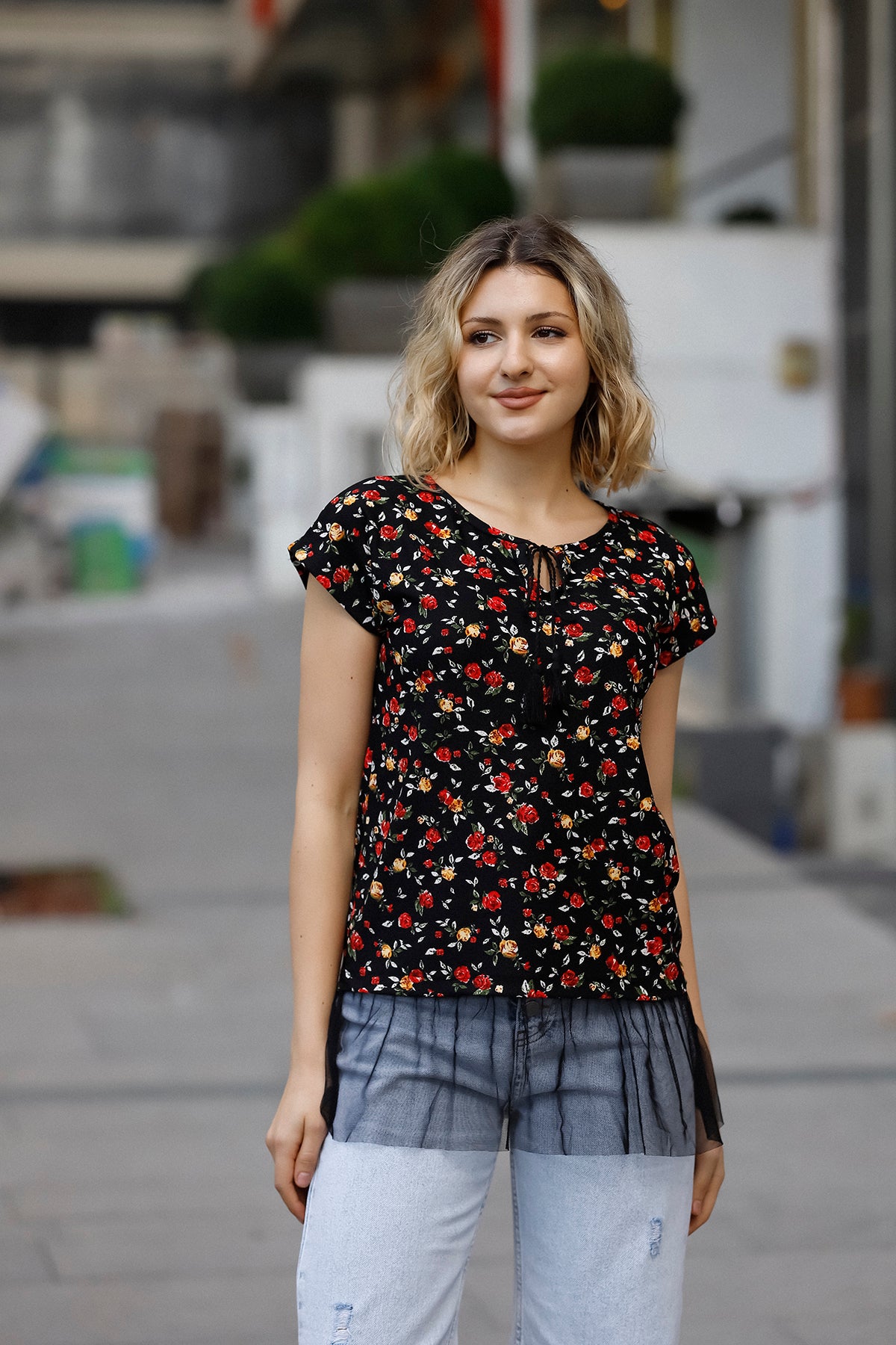 NCL Round-Neck Printed Casual Top for Women