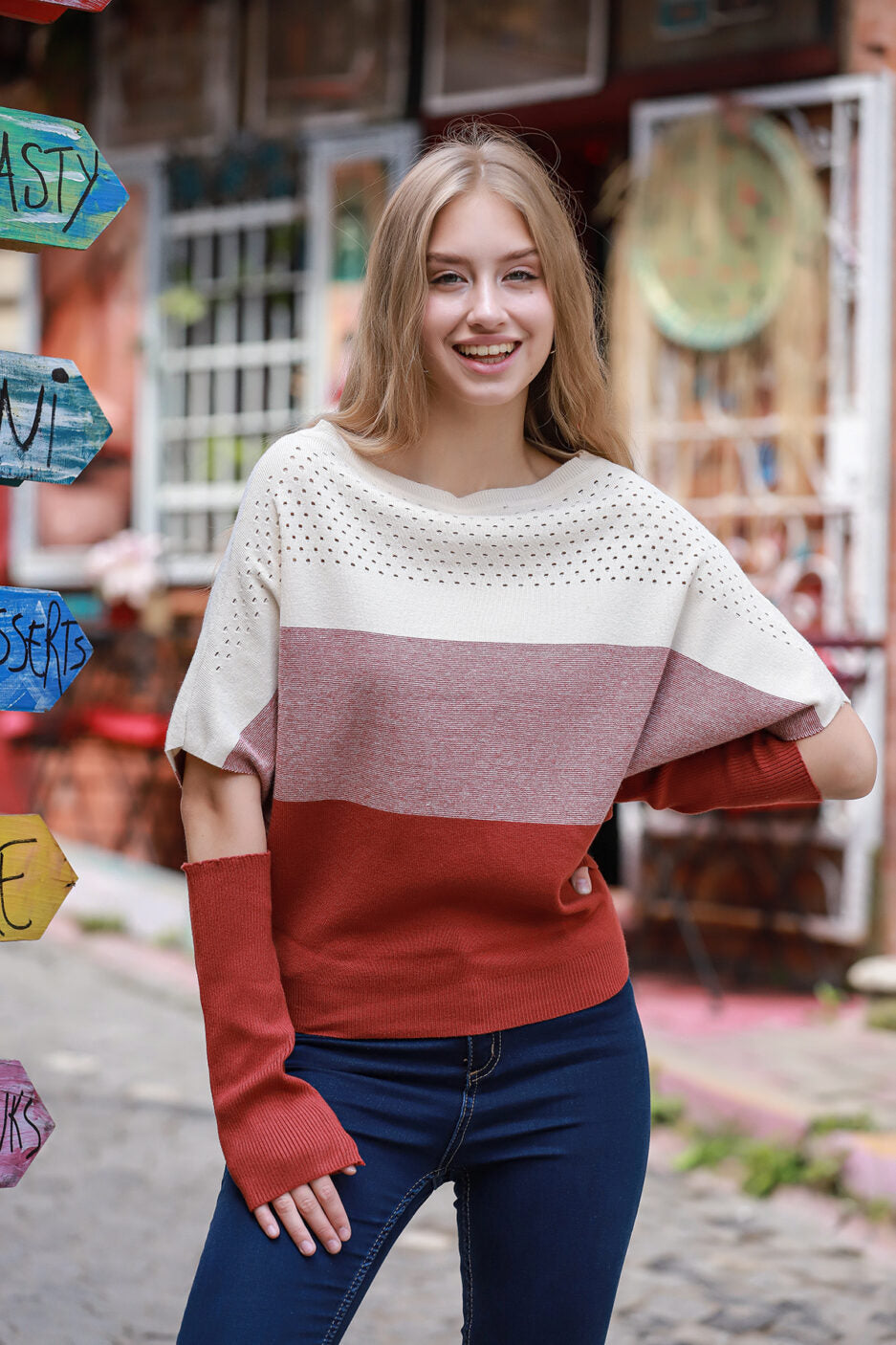 Round Neck Striped Sweater