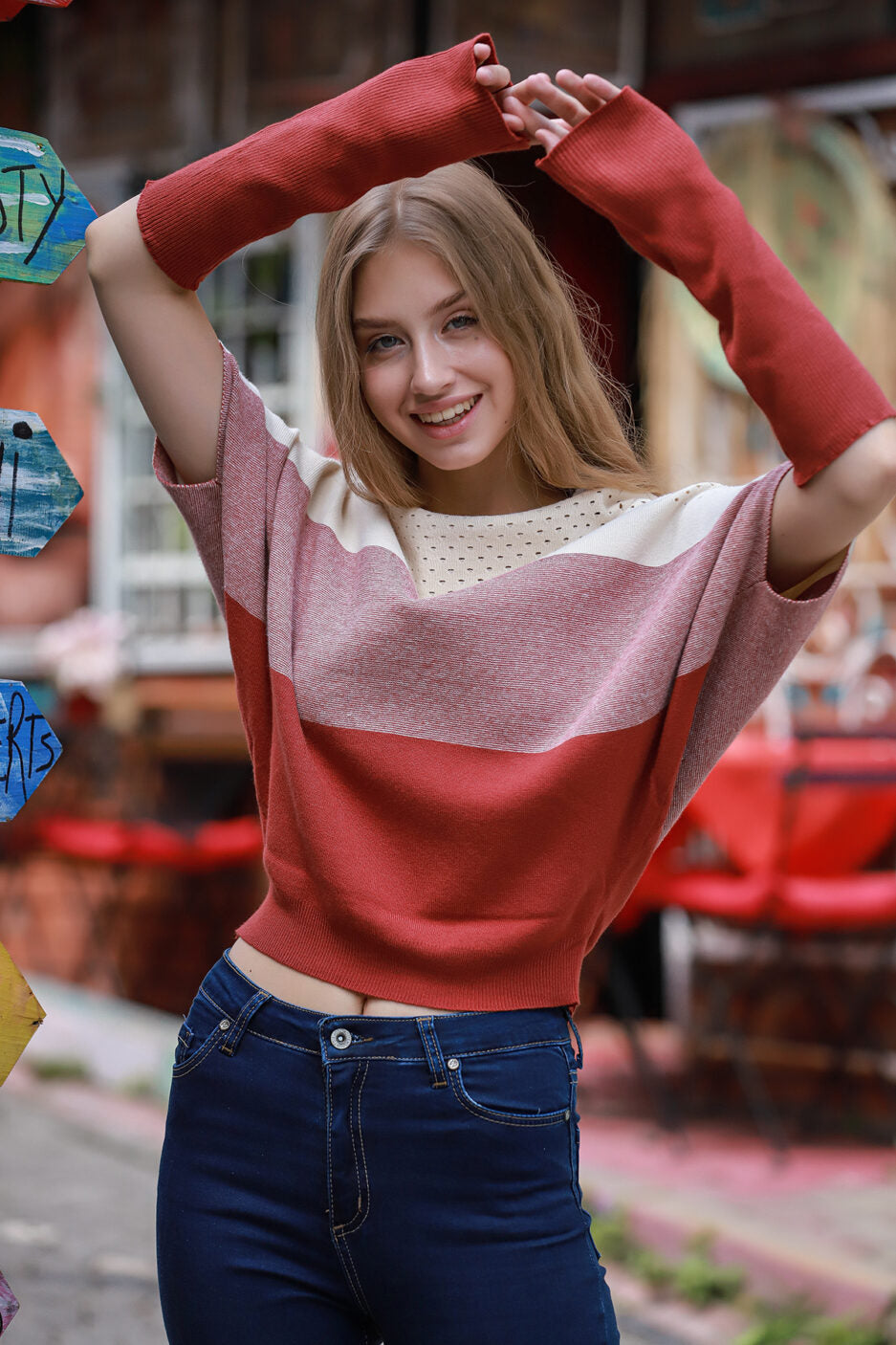 Round Neck Striped Sweater