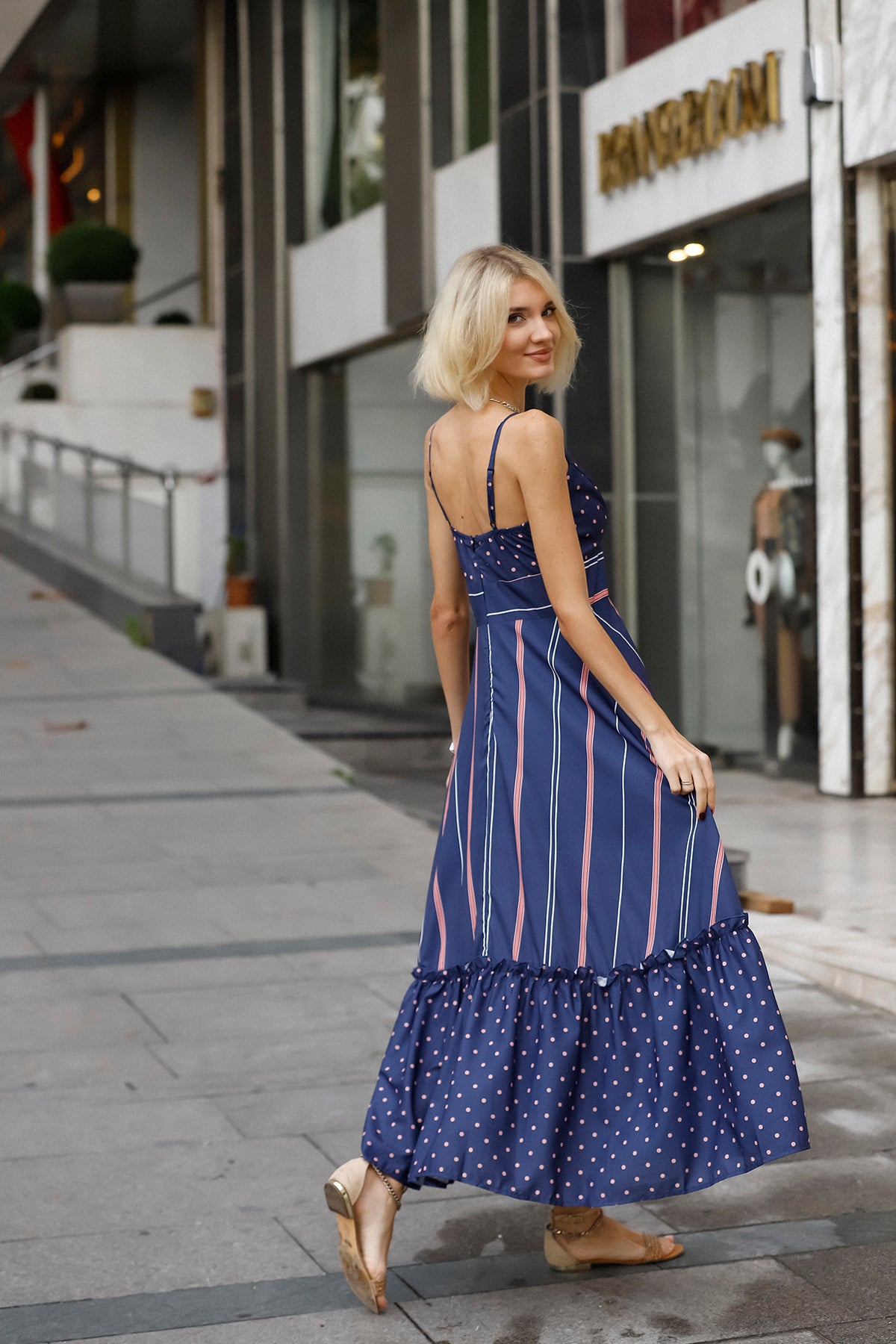 SBE Long Cotton Poplin Rayon Dress for Women