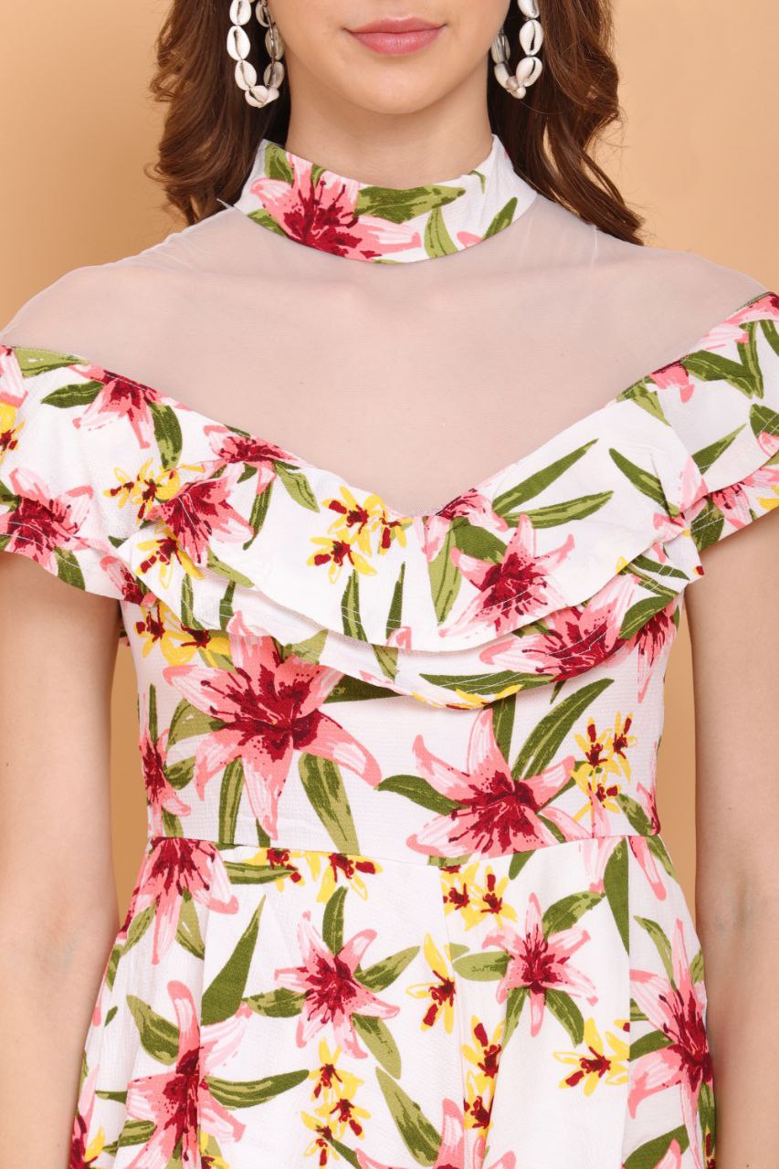 Women’s Flower Pattern Short Dress