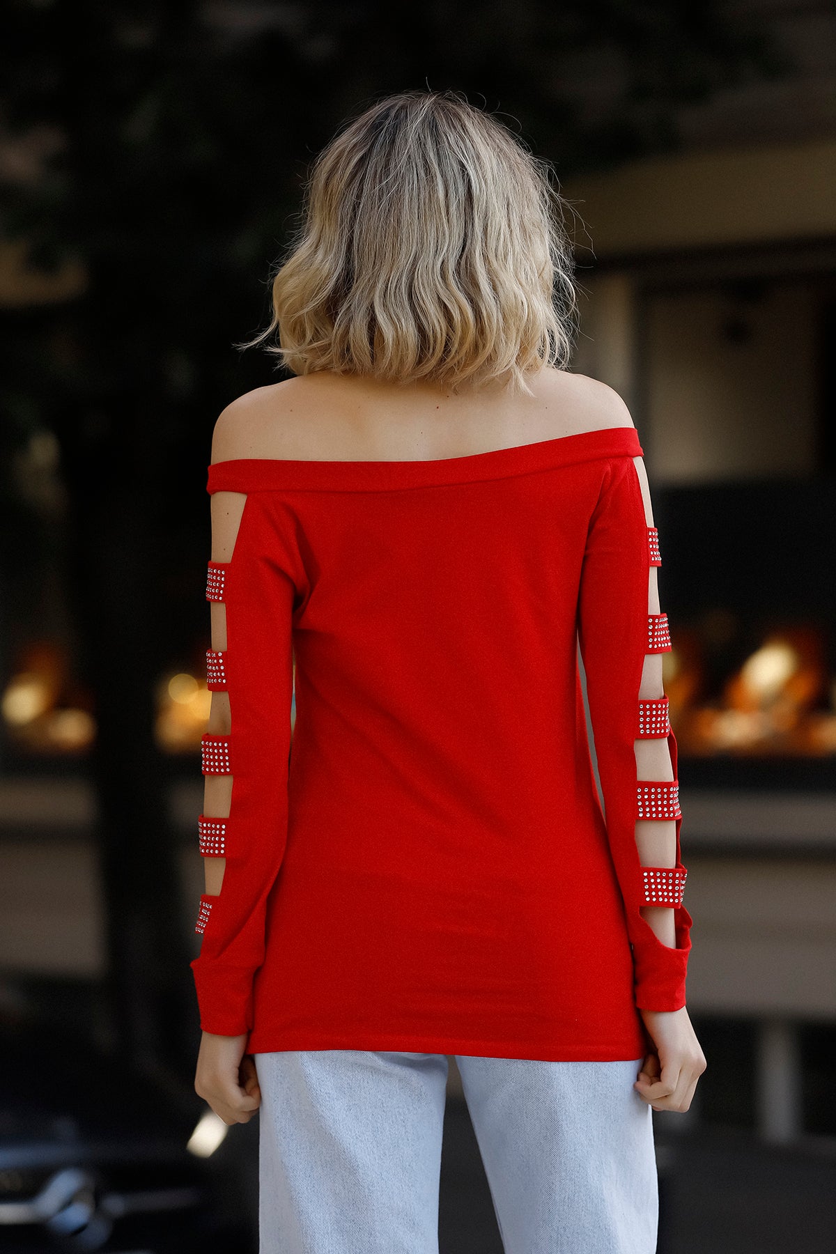 Women’s Red & White Long Crop Top