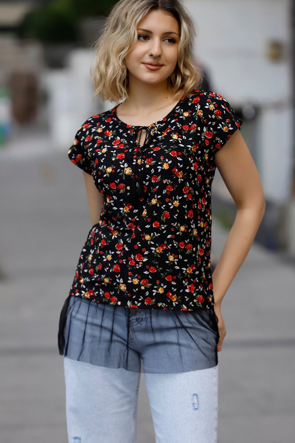 NCL Round-Neck Printed Casual Top for Women