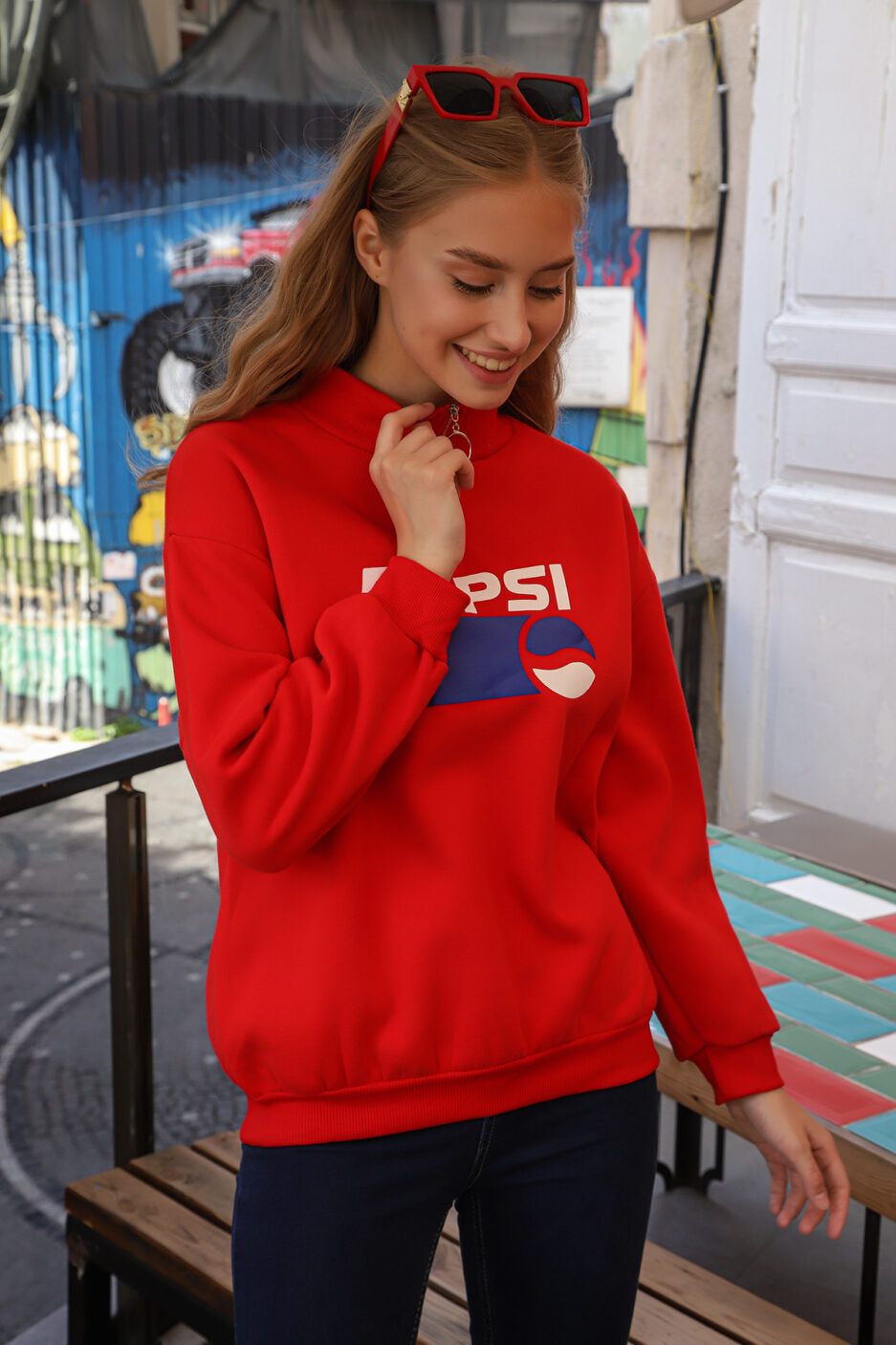 Vintage Pepsi High-Neck Sweatshirt