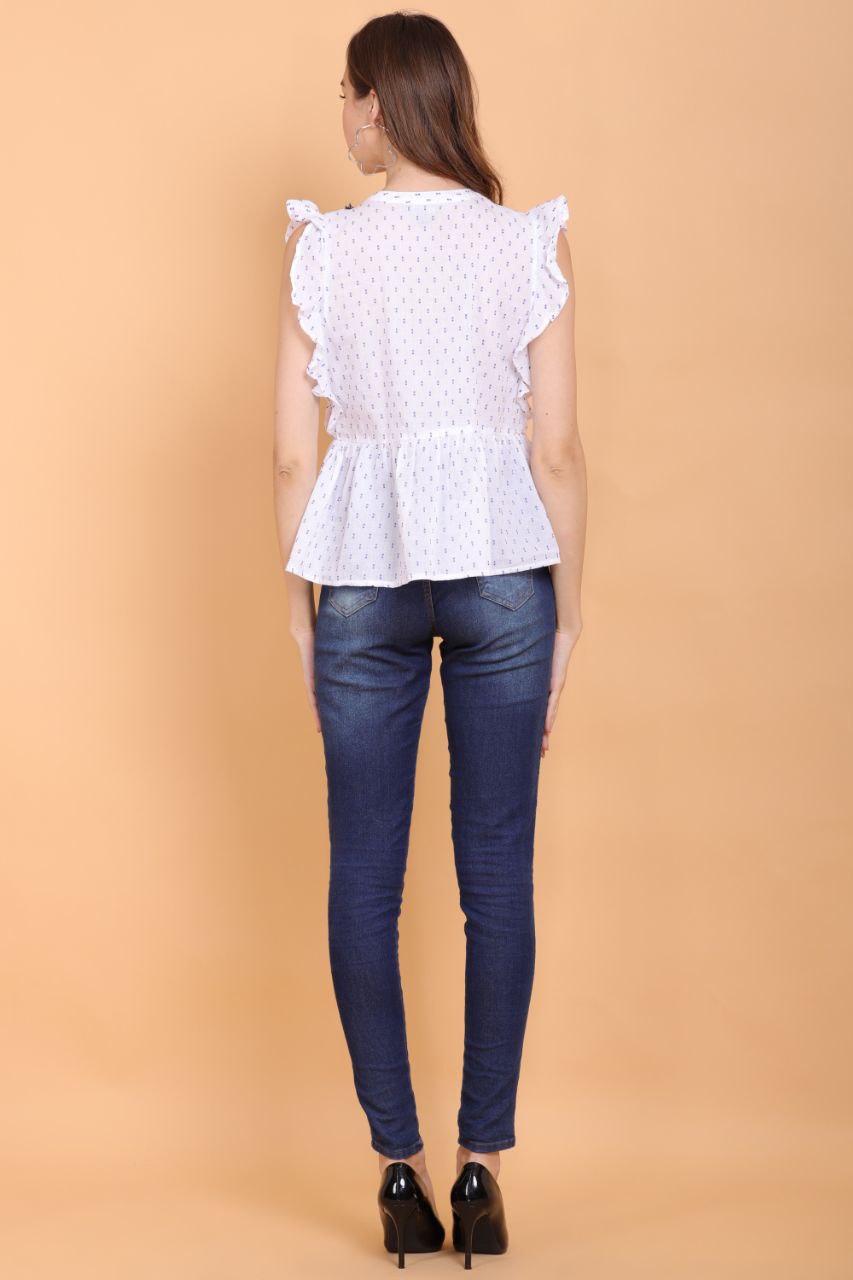 White Cotton Poplin Crop Top