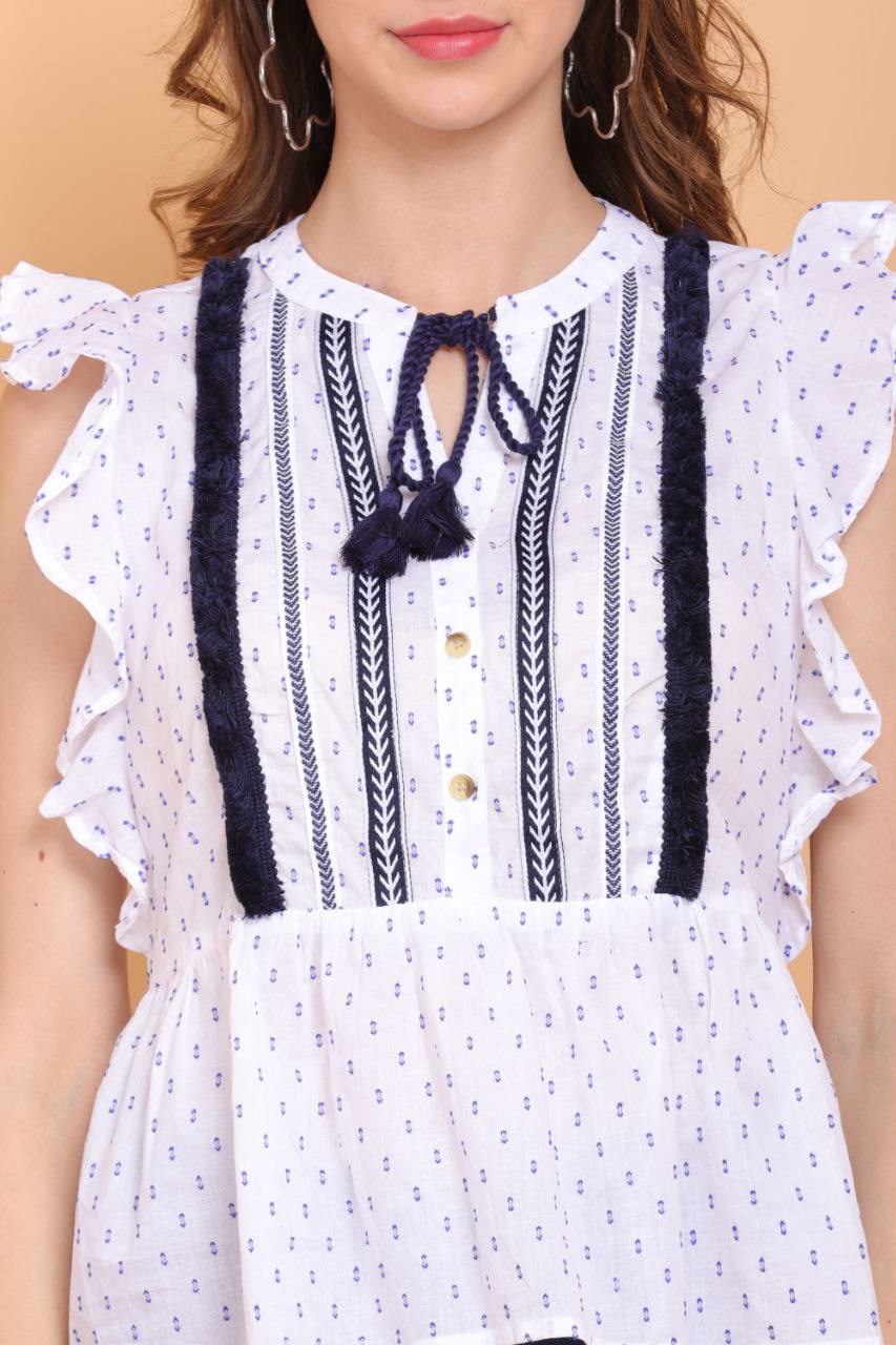 White Cotton Poplin Crop Top