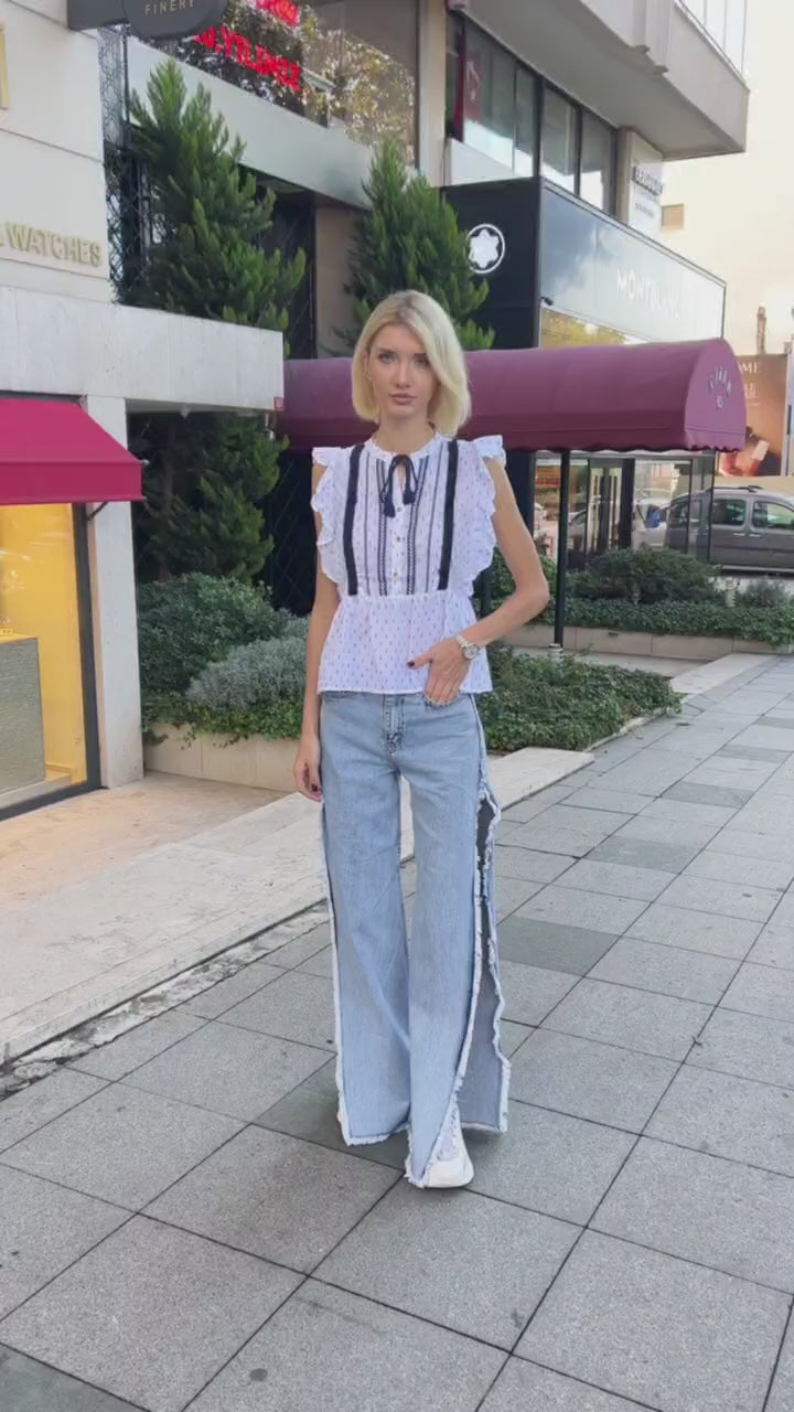 White Cotton Poplin Crop Top